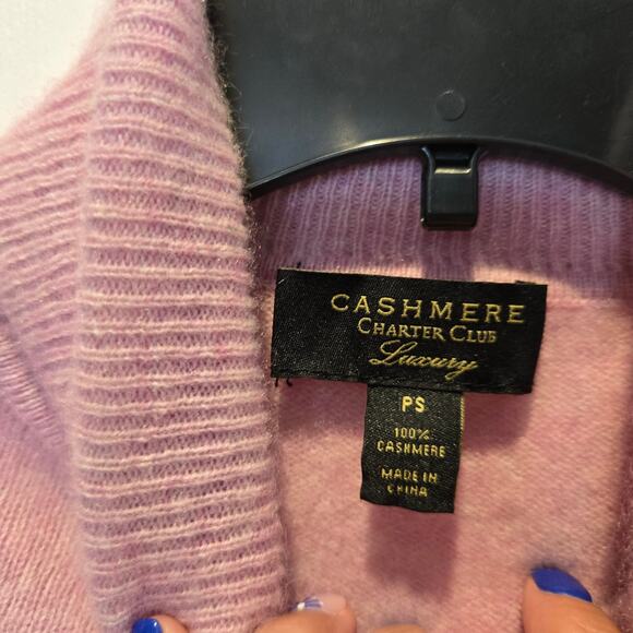 Charter Club Luxury Cashmere pink turtle neck Petite Small - Picture 3 of 3